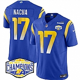 Men's Los Angeles Rams #17 Puka Nacua Blue 2024 NFC West Champions F.U.S.E. Vapor Untouchable Stitched Jersey,baseball caps,new era cap wholesale,wholesale hats